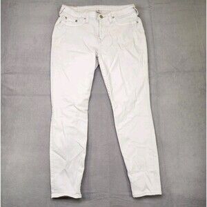 True Religion Curvy Skinny Jeans Women's Size 34 White Mid Rise Cotton Stretch